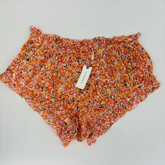 NWT By Anthropologie Medium Orange Floral Sleep Pajama Hot Shorts Bloomers - Picture 8 of 8